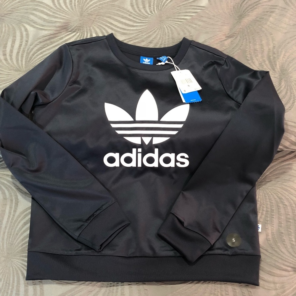 NWT ADIDAS TREFOIL SATIN CREW SWEATSHIRT